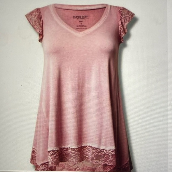 Torrid Super Soft Flutter Sleeve shirt Womens Pink Size 1X Swing Top loungewear - Picture 1 of 12
